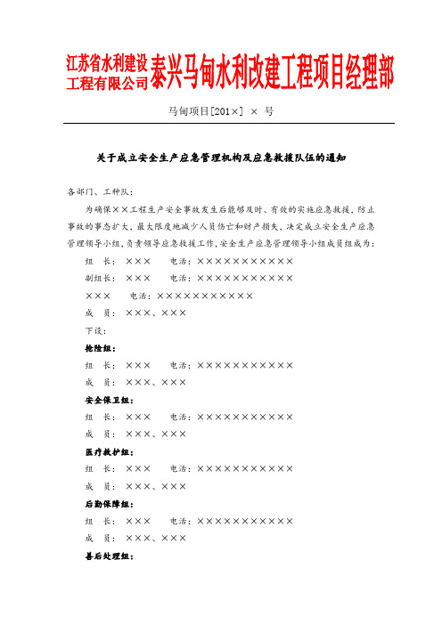 1.关于成立安全生产应急管理机构及应急救援队伍的通知