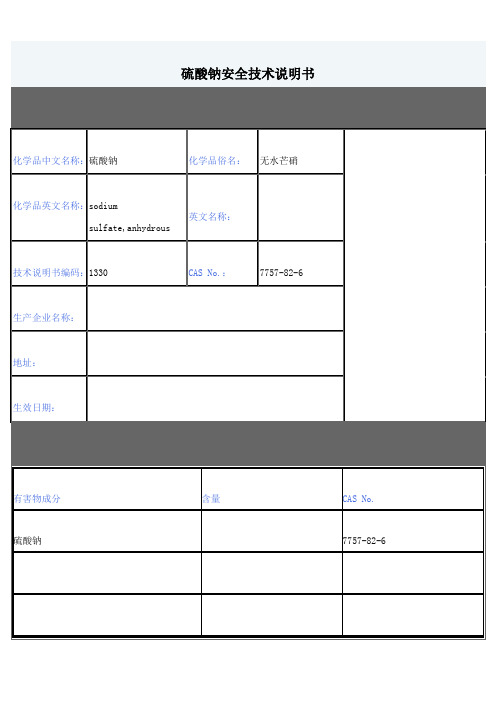 硫酸钠MSDS