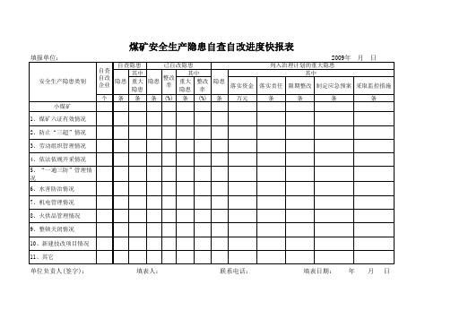 安全生产隐患自查报表