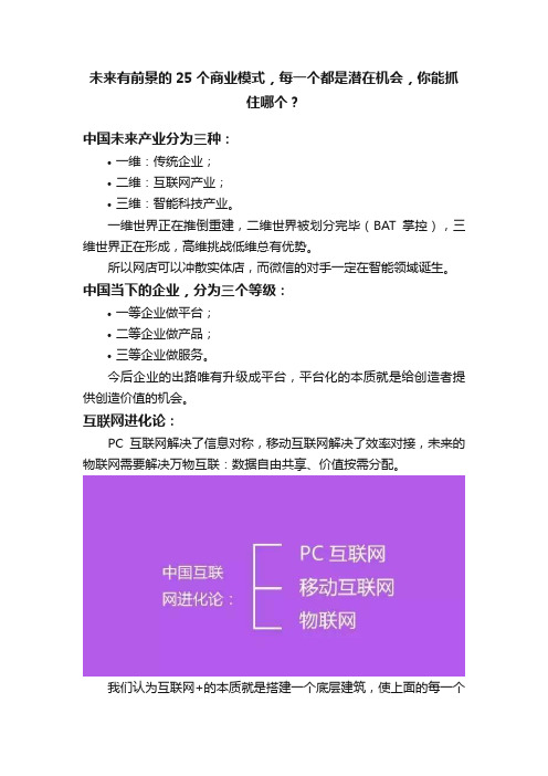 未来有前景的25个商业模式，每一个都是潜在机会，你能抓住哪个？