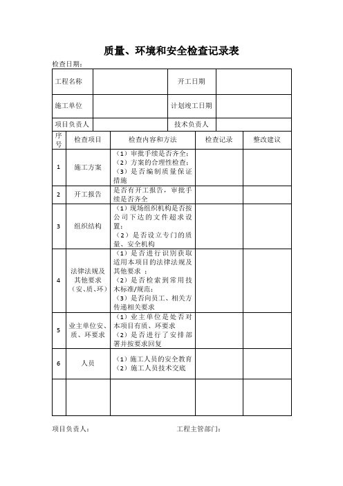 弱电智能化质量、环境和安全检查记录表