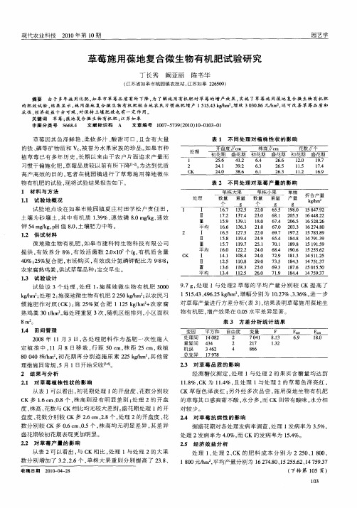 草莓施用葆地复合微生物有机肥试验研究