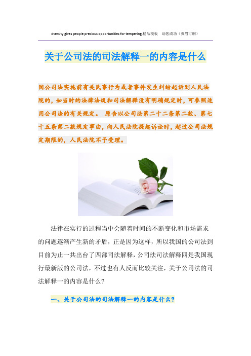 关于公司法的司法解释一的内容是什么