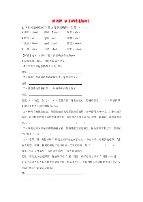 八年级语文上册 第四课 草精练精析 苏教版