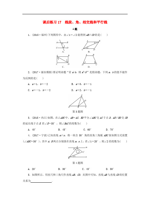 浙江省中考数学总复习 第四章 基本图形(一)课后练习17