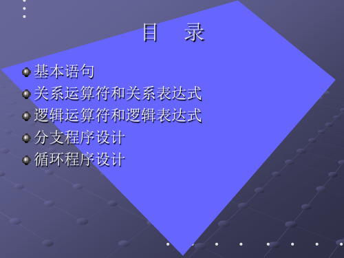 C语言程序设计基本语句和程序结构流程控制、执行