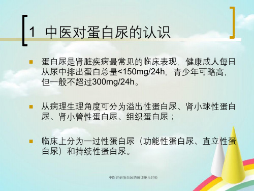 中医肾病蛋白尿的辨证施治经验