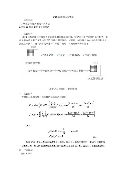 JPEG静图像压缩实验