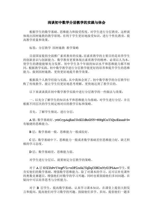 浅谈初中数学分层教学的实践与体会