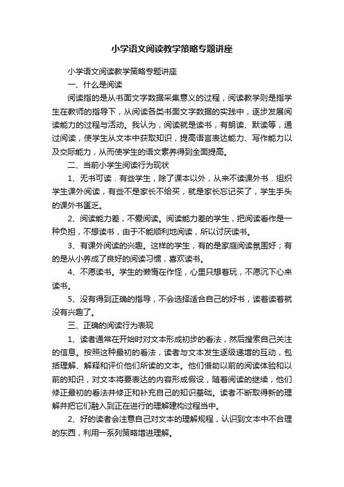 小学语文阅读教学策略专题讲座