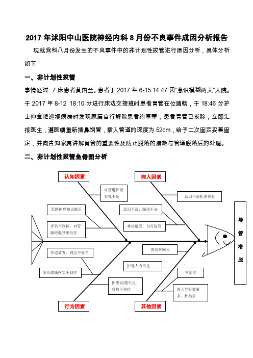 护理8月管道脱落不良事件案例成因分析报告