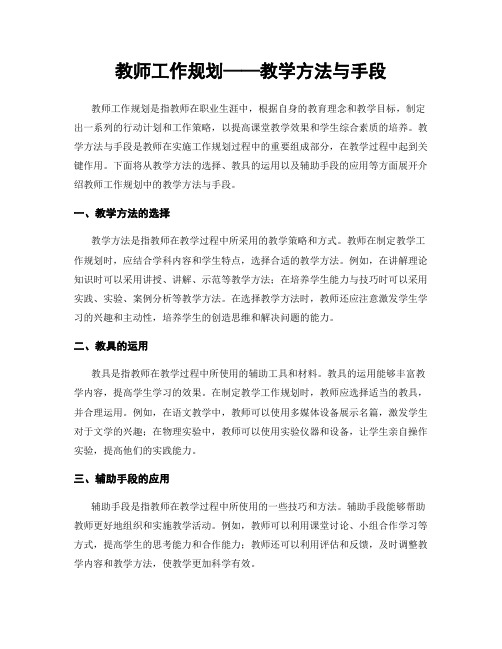 教师工作规划——教学方法与手段