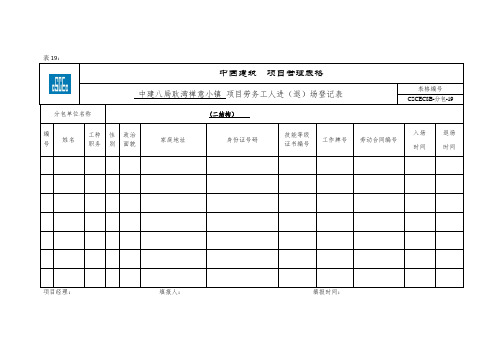 中国建筑进退场登记表