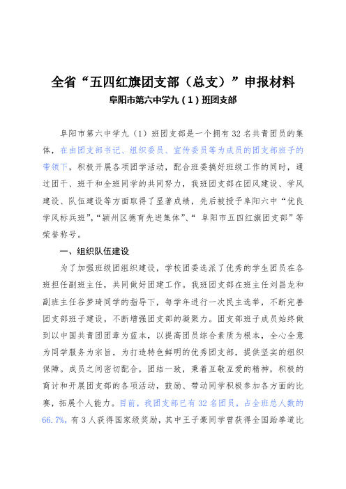 阜阳六中五四红旗团支部材料