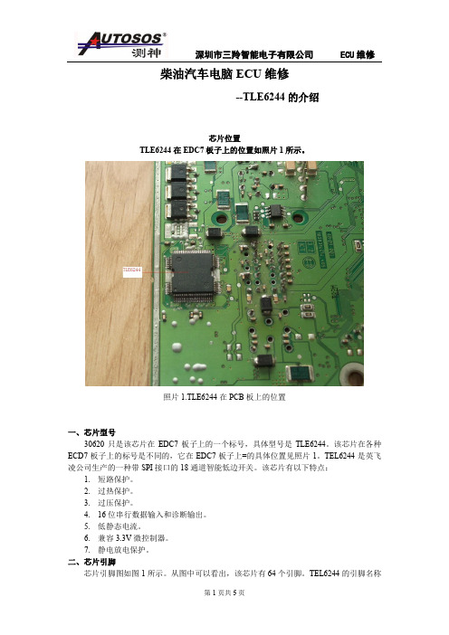 柴油汽车电脑ECU维修之TLE6244芯片介绍