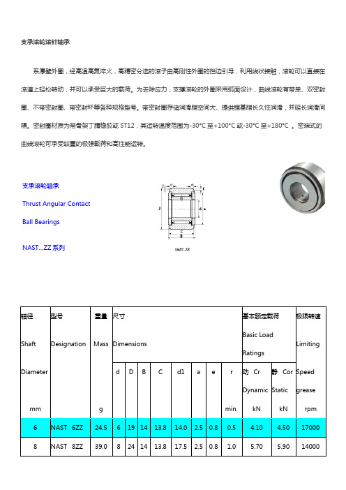 支承滚轮轴承型号尺寸表【免下载】