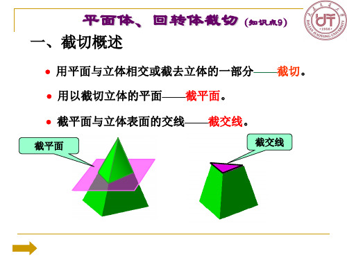 画法几何与工程制图(2017秋)知识点9—平面体、回转体截切