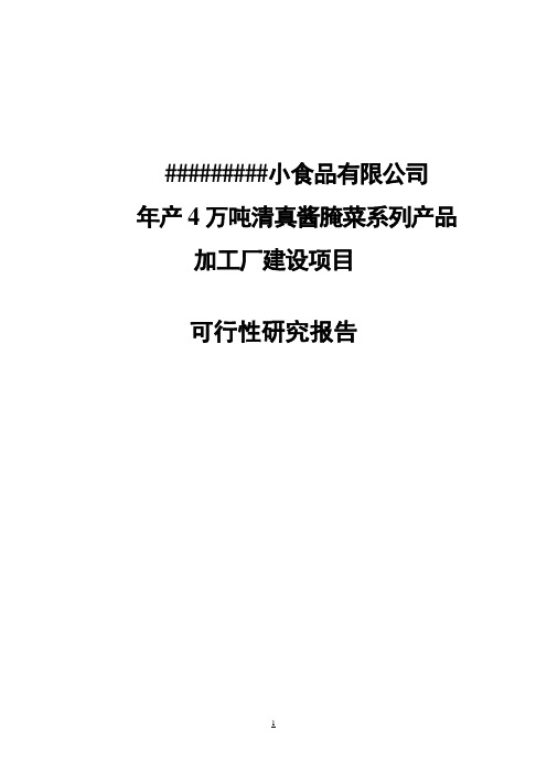 年产4万吨清真酱腌菜系列产品加工厂建设项目可行性研究报告终稿