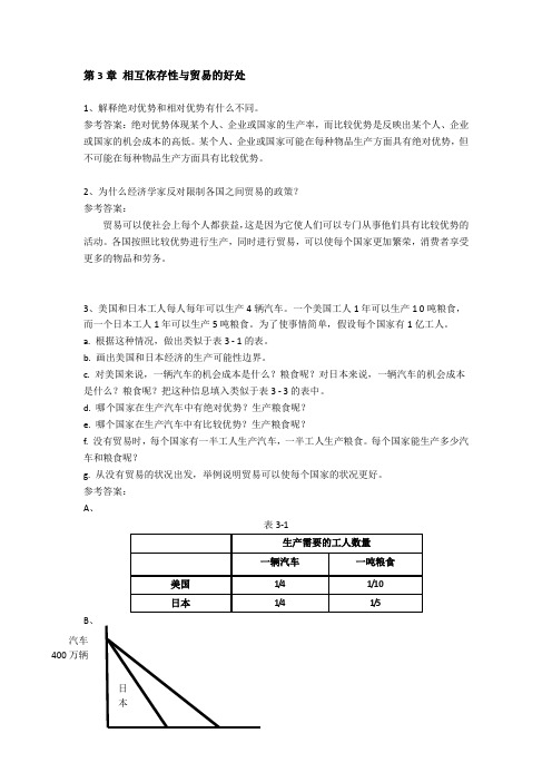 相互依存性与贸易的好处