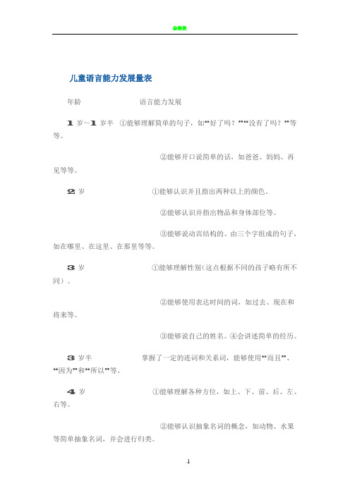 儿童语言能力发展量表