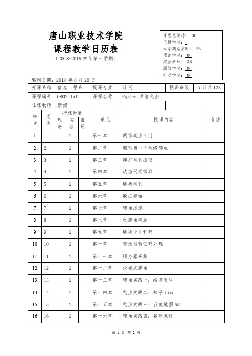 3Python网络爬虫--教学日历(1-18)【17计网123】【周2】