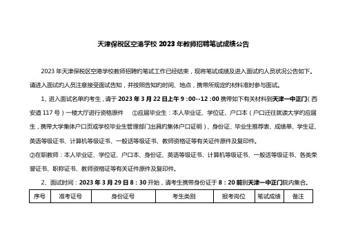 2023年教师招聘笔试成绩公示