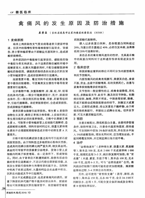 禽痛风的发生原因及防治措施