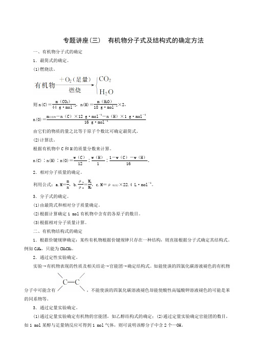 专题讲座(3) 有机物分子式及结构式的确定方法