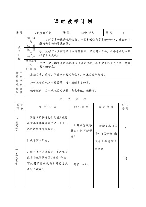 四年级上册美术教案第1课我爱我家乡辽海版