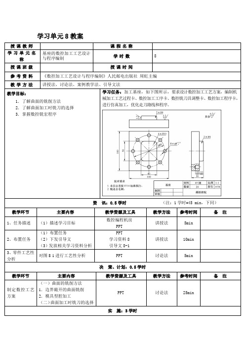 《数控加工工艺设计与程序编制教案》学习单元8教案