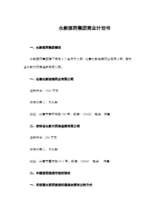 永新医药集团商业计划书