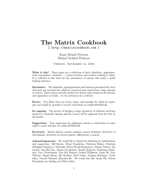 参考文献1The Matrix Cookbook_157802274