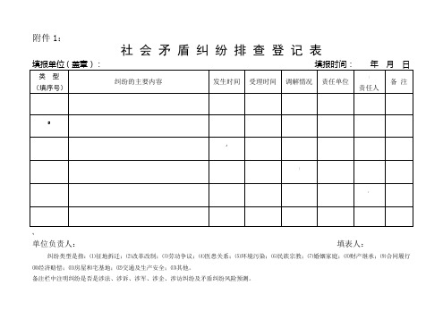 矛盾纠纷排查表