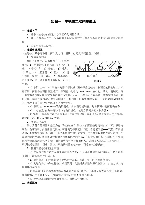 大学物理实验一  牛顿第二定律的验证