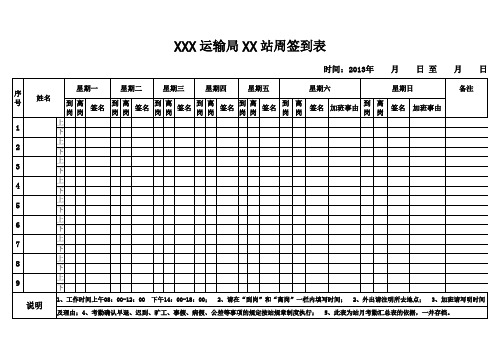 考勤周签到表