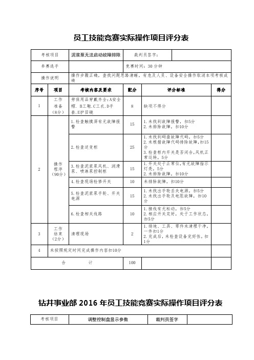 电气实操评分标准