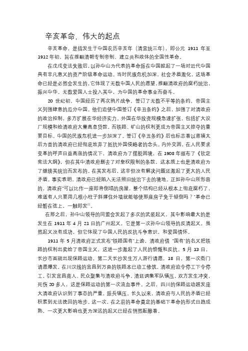 辛亥革命小论文