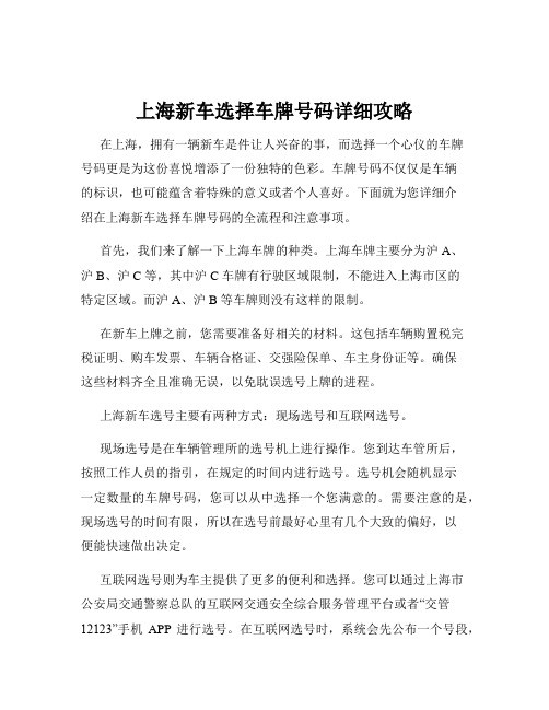 上海新车选择车牌号码详细攻略