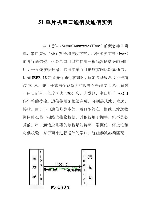 51单片机串口通信及通信实例