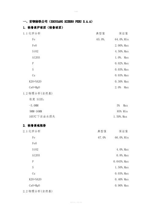 铁矿石技术指标