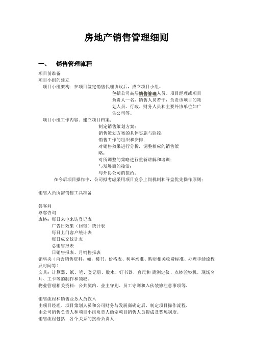 房地产销售管理细则说课讲解