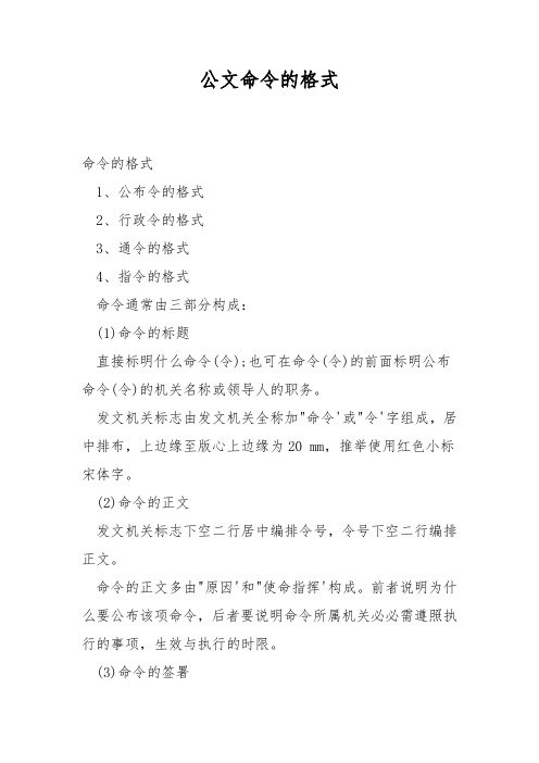 公文命令的格式