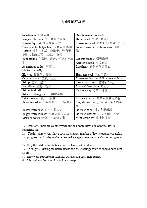 高中人教版必修一Unit5词汇总结