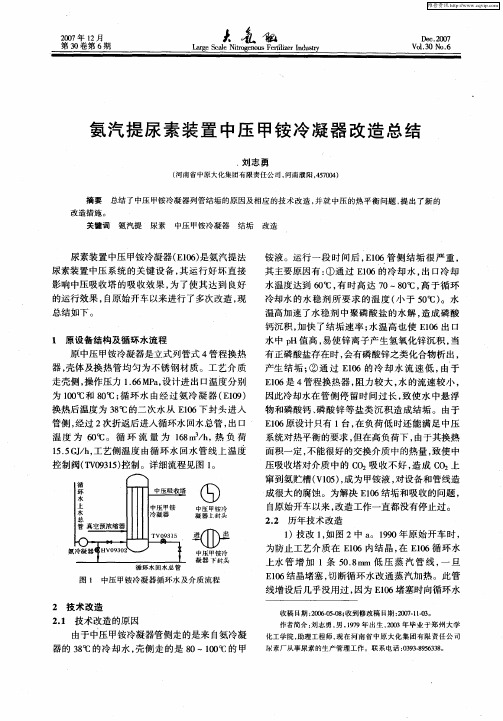 氨汽提尿素装置中压甲铵冷凝器改造总结