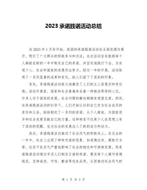 2023承诺践诺活动总结