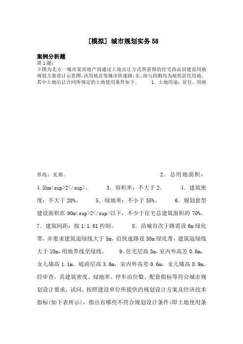 城市规划实务58模拟题