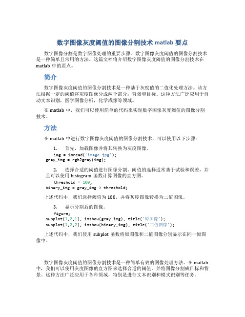 数字图像灰度阈值的图像分割技术matlab要点