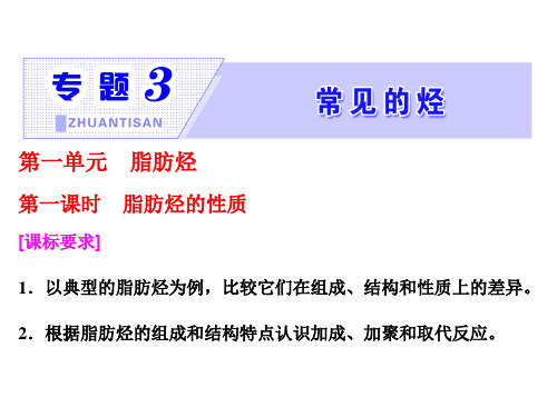 高中化学三维设计江苏专版选修五课件：专题3 第一单元 第一课时 脂肪烃的性质