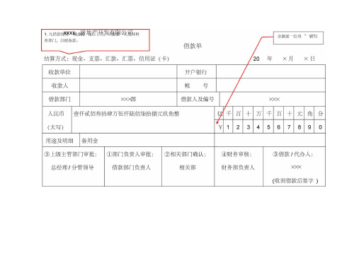 财务付款及报销单据填写样本