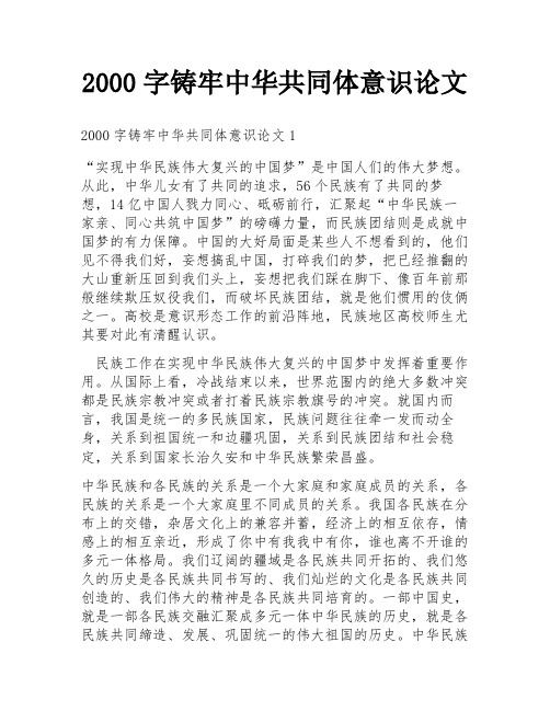 2000字铸牢中华共同体意识论文